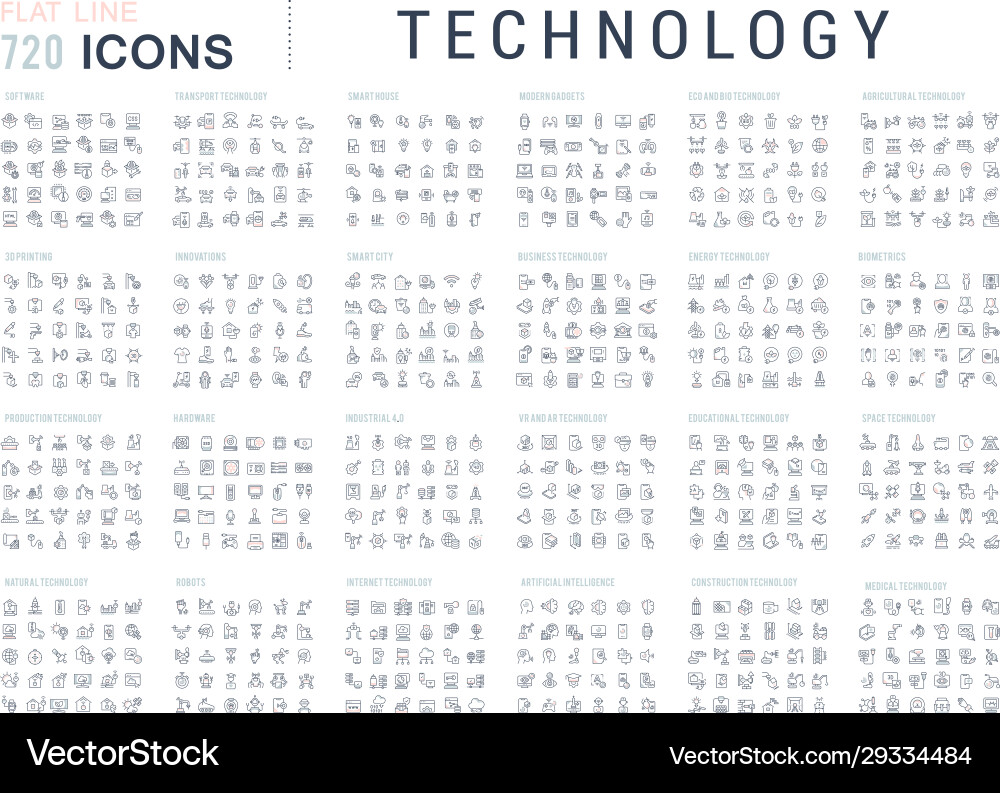 Technology Linear Icons Set vector image