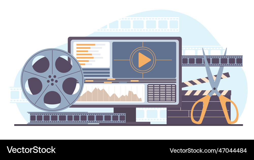 Video editor creating and editing sequences Video editor creating and editing sequences vector image