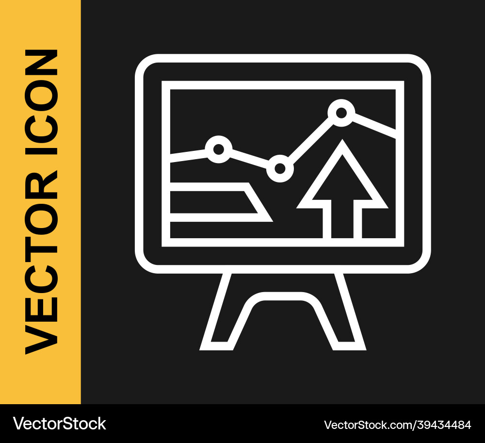 White line computer monitor with graph chart icon vector image