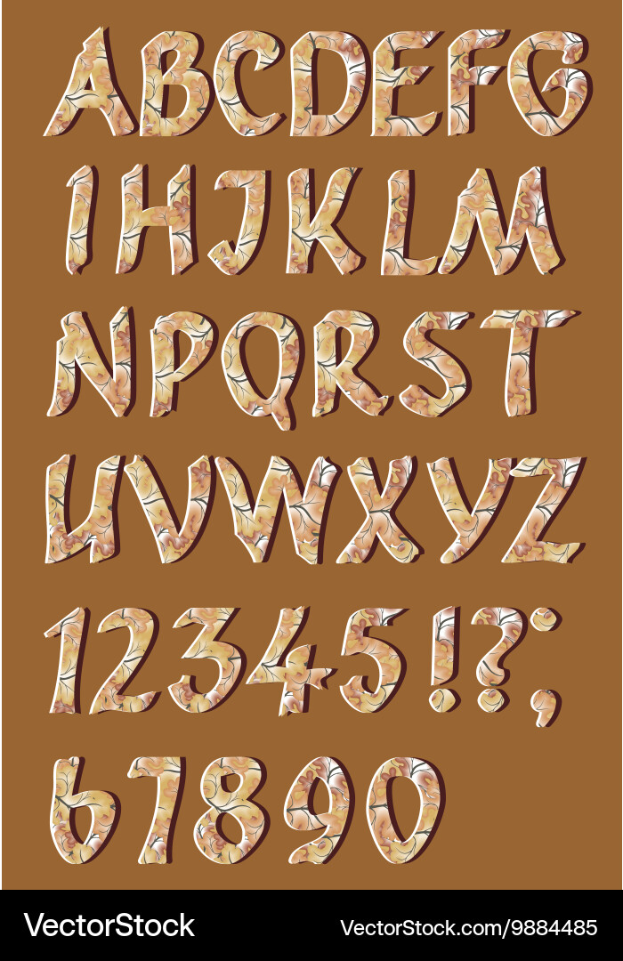 Alphabet letters with numbers in retro style vector image