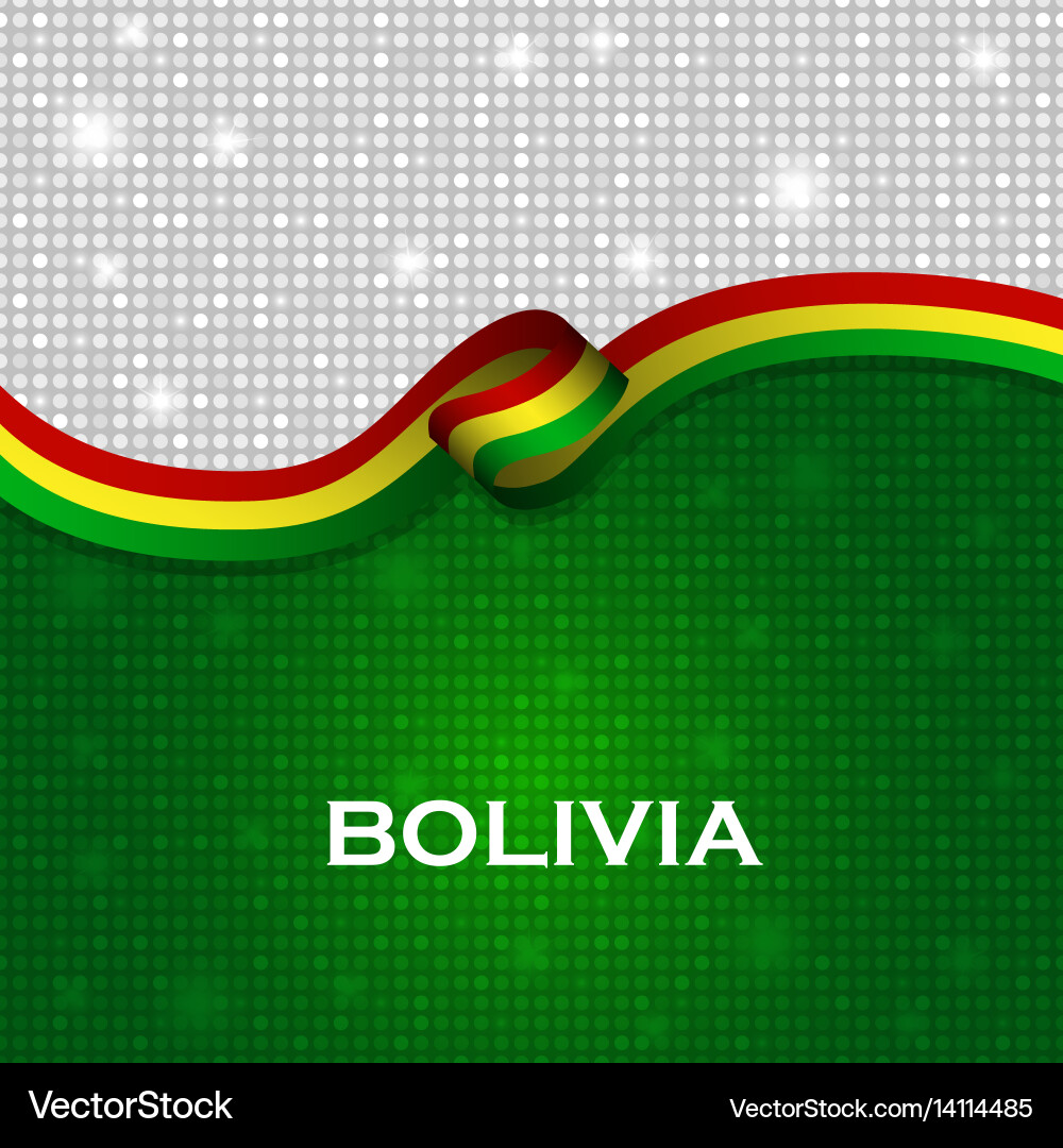 Bolivia flag ribbon shiny particle style Vector Image