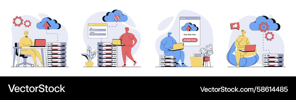 Cloud Computing Concept Set Vector Image