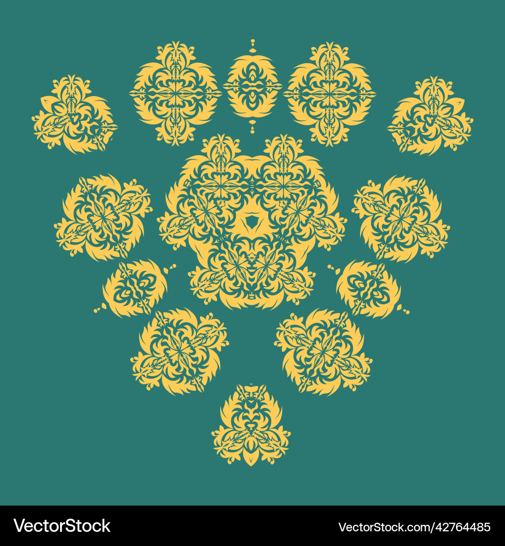 Damask element in classic style on white Damask element in classic style on white vector image
