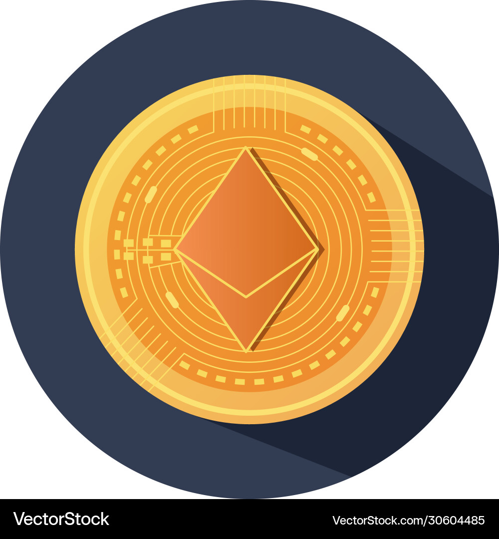 Ethereum cryptocoin icon block detailed style Vector Image