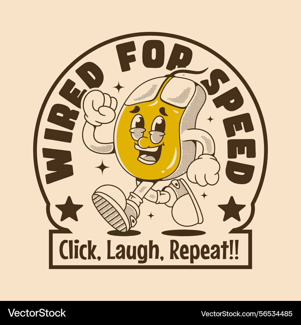 Fast and funny retro mouse character for tech Fast and funny retro mouse character for tech vector image