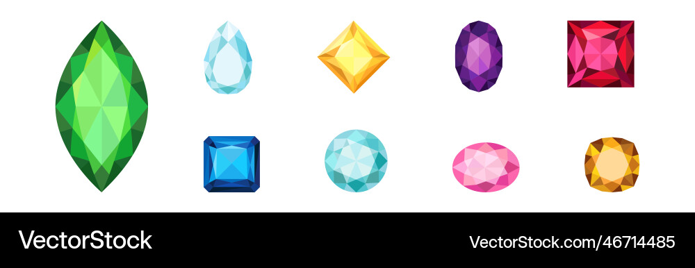 Gems and diamonds of different shape color Gems and diamonds of different shape color vector image