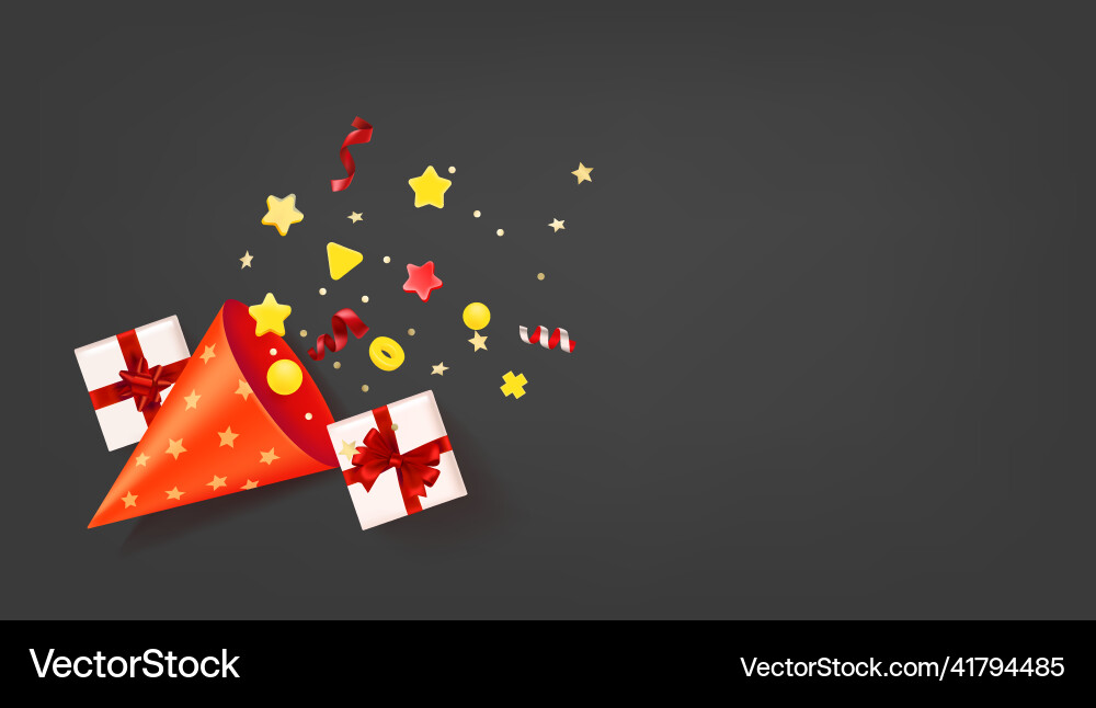 Holiday concept with confetti 3d banner copy Vector Image