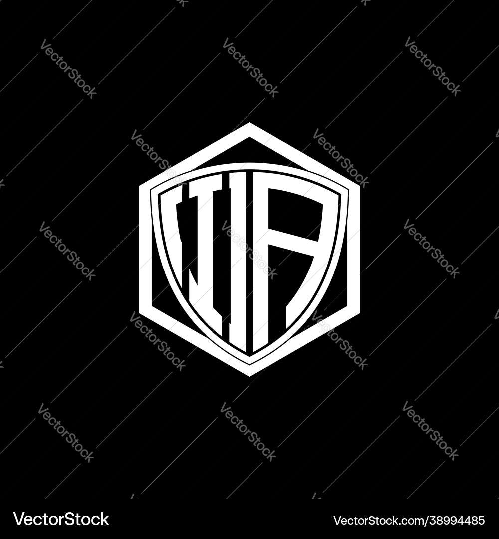 Initial letter i a shield with hexagon frame Vector Image