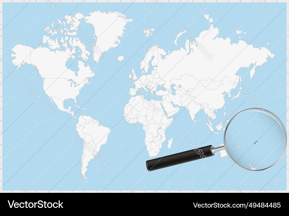 Magnifying glass showing a map of fiji on world Vector Image