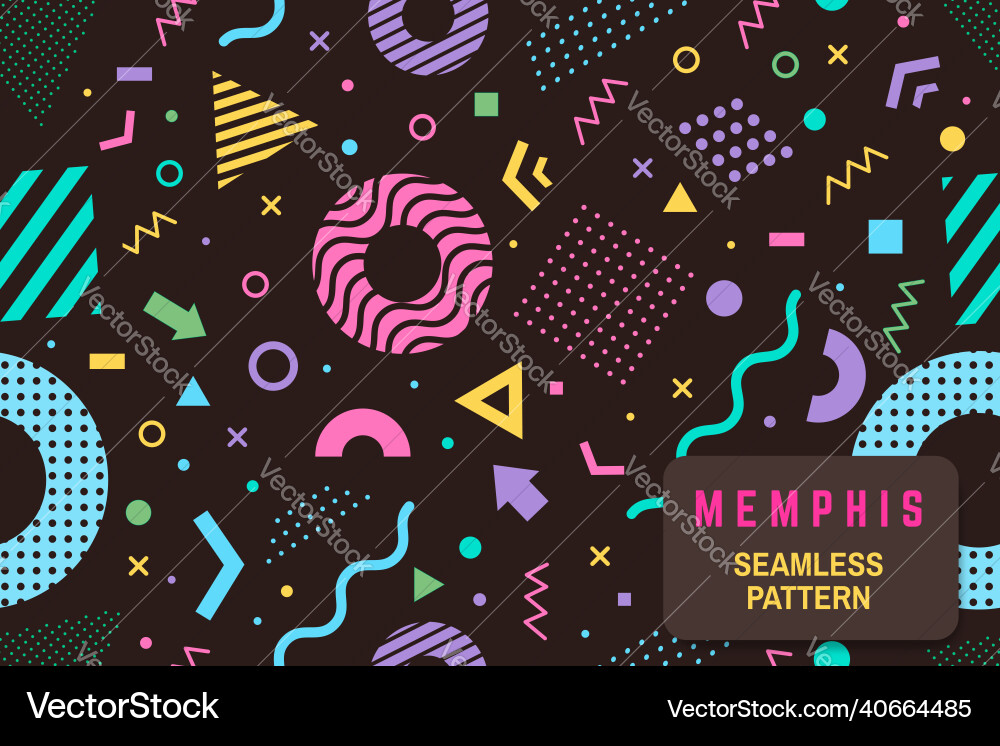 Memphis seamless pattern different Memphis seamless pattern different vector image