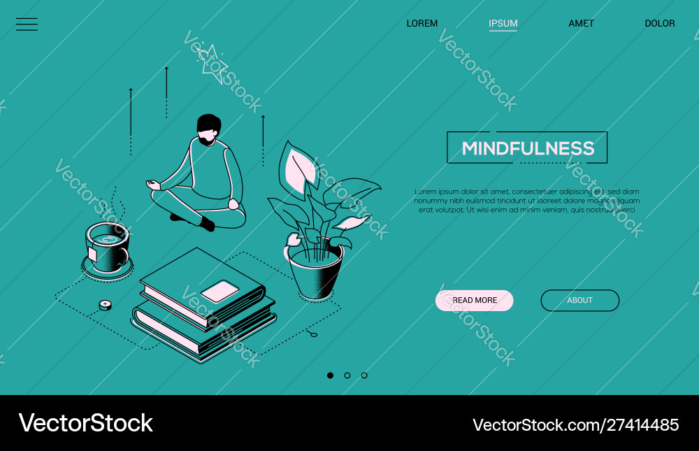 Mindfulness - line design style isometric web Mindfulness - line design style isometric web vector image