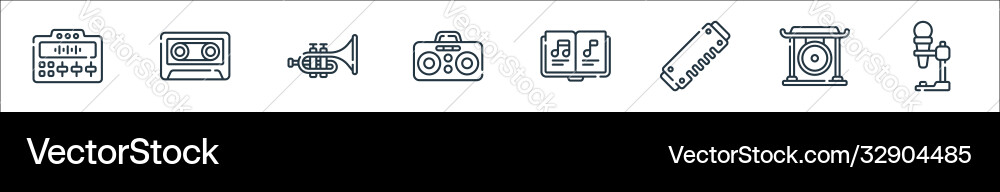 Music line icons linear set quality Vector Image