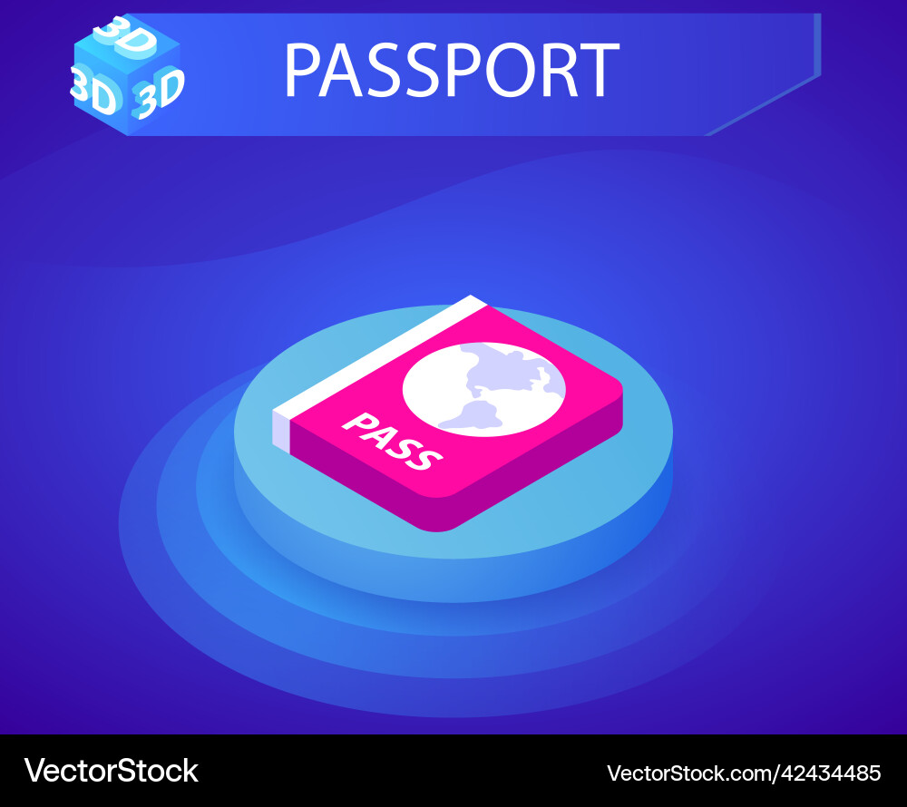 Passport isometric design icon web 3d colorful Passport isometric design icon web 3d colorful vector image