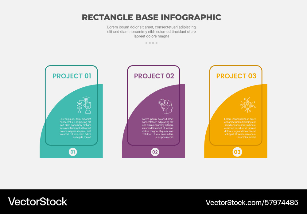 Rectangle shape infographic outline style with 3 Vector Image