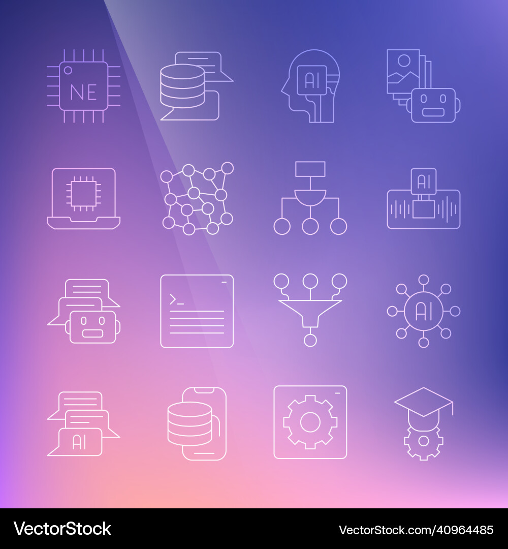 Set line graduation cap neural network Set line graduation cap neural network Vector Image