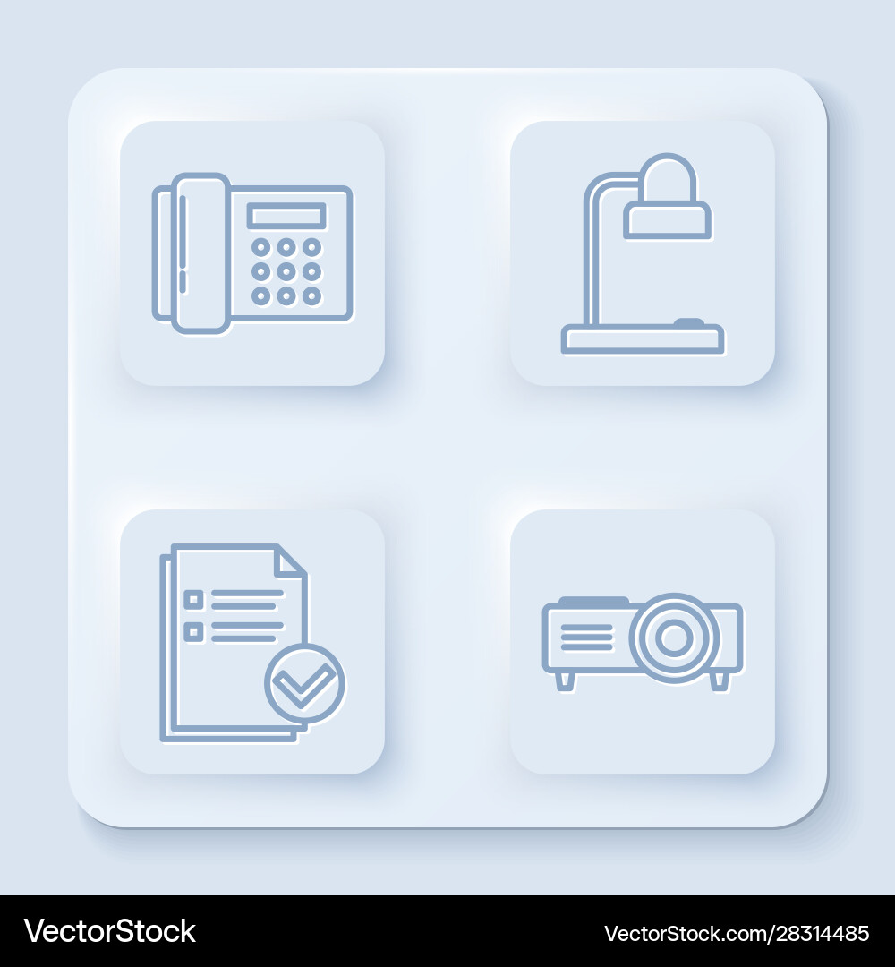 Set line telephone table lamp document and check Set line telephone table lamp document and check Vector Image