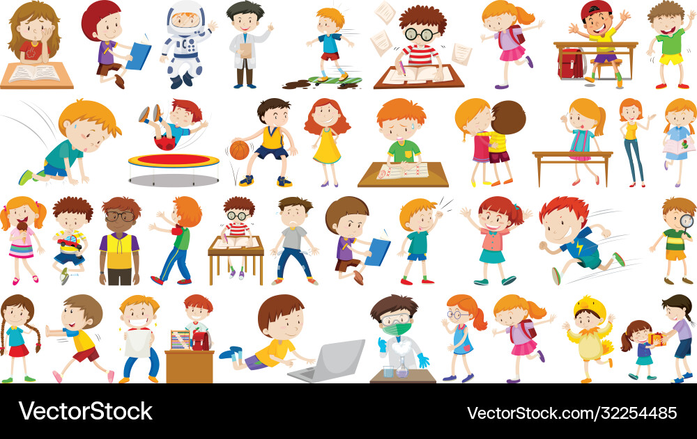 Set süße Kinder Cartoon Charakter Set süße Kinder Cartoon Charakter vektorbild