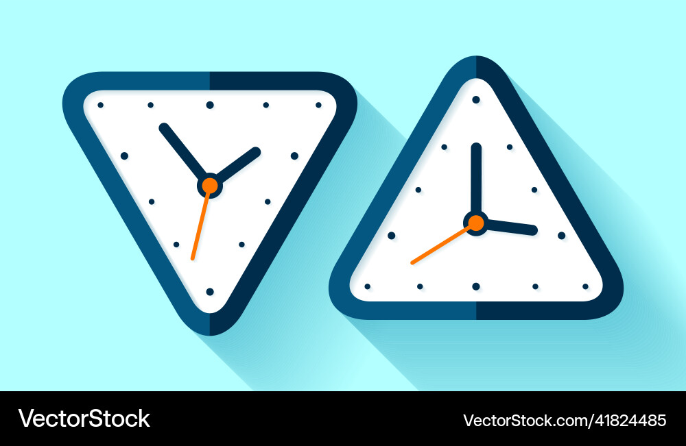 Triangle clock icon set in flat style timer Triangle clock icon set in flat style timer vector image