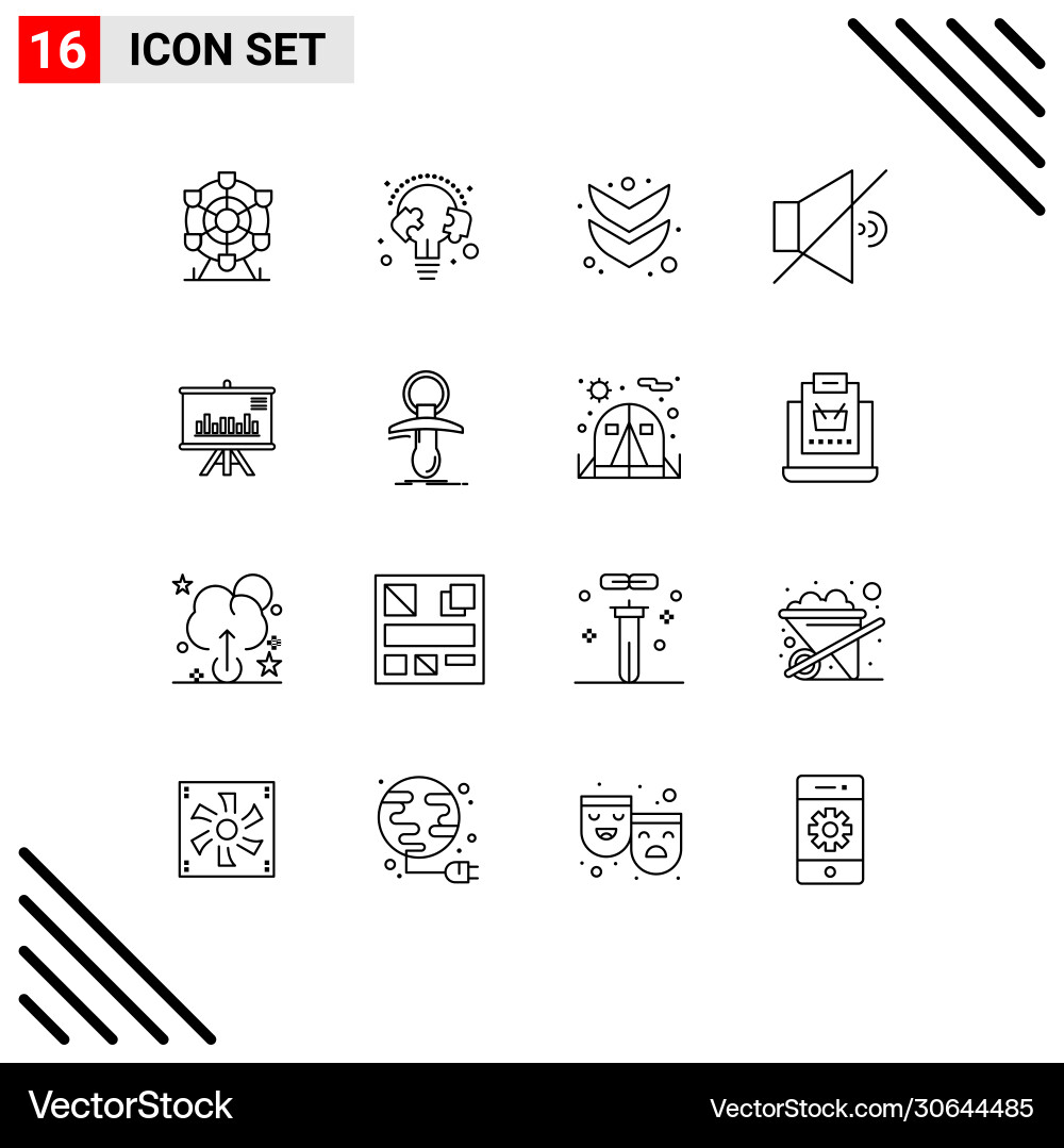 User interface pack 16 basic outlines graph vector image