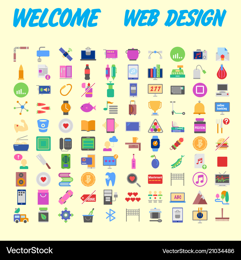 100 icon set trendy thin and simple icons for web Vector Image