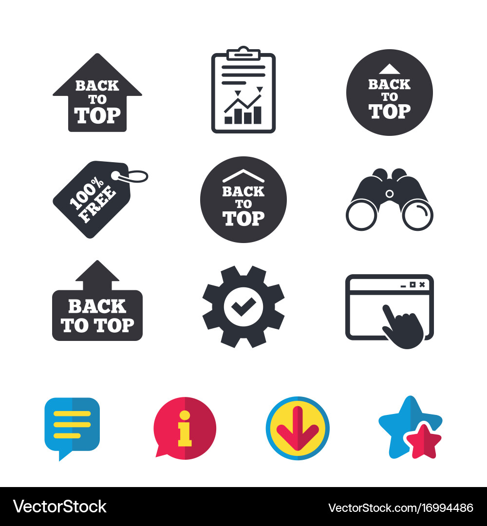 Back to top signs scroll up with arrow Vector Image