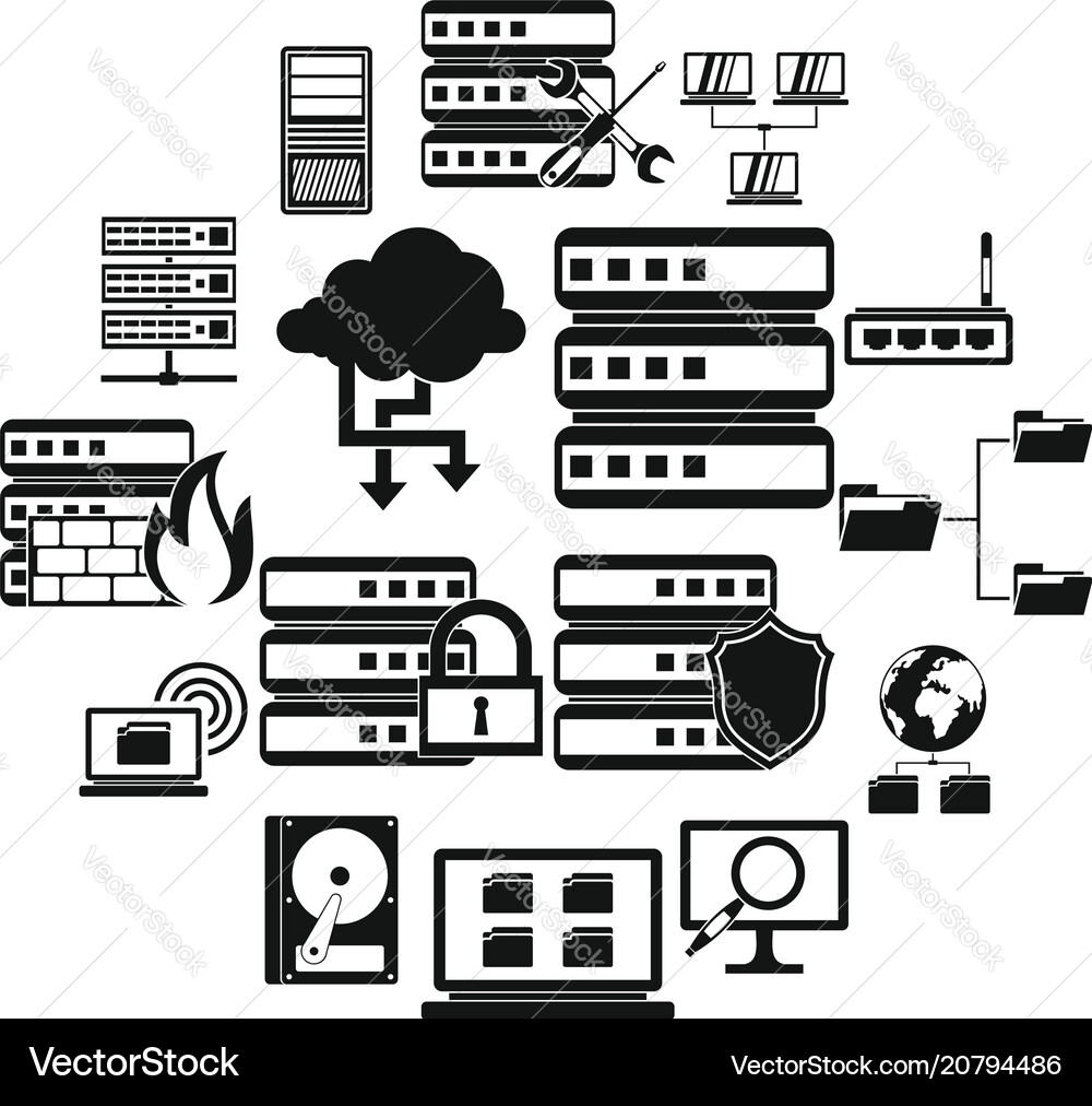 Big data icons set simple style Big data icons set simple style vector image