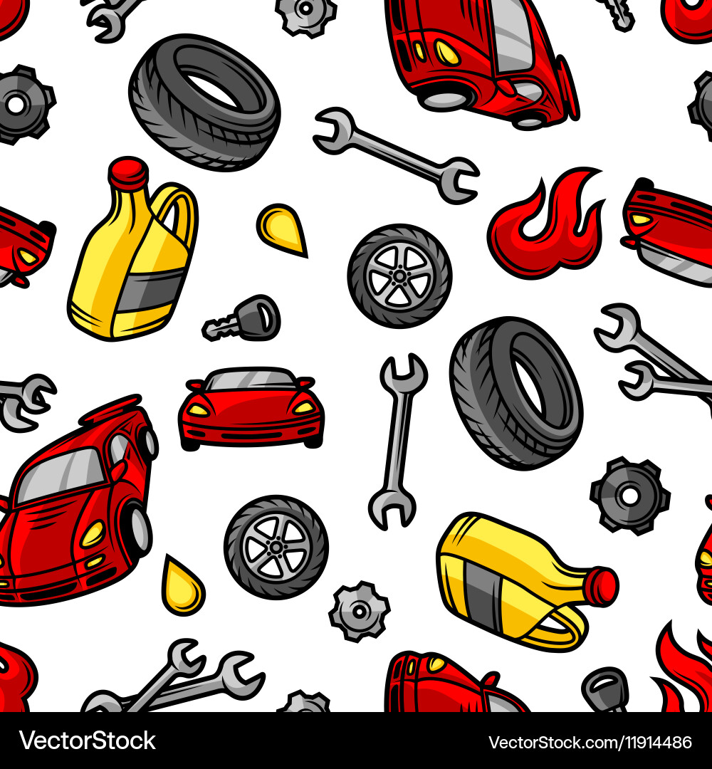 Car repair seamless pattern with service objects Vector Image