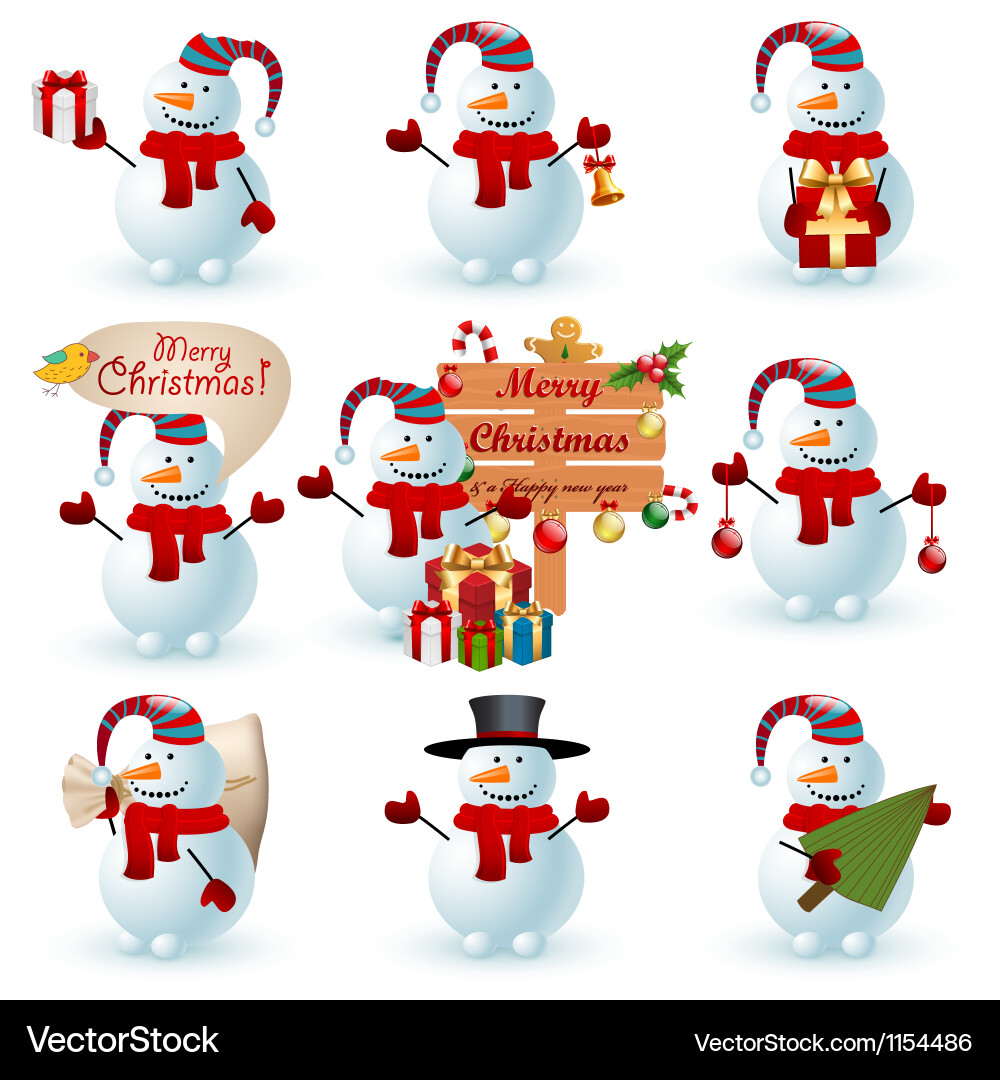 Collection of snowman Vector Image