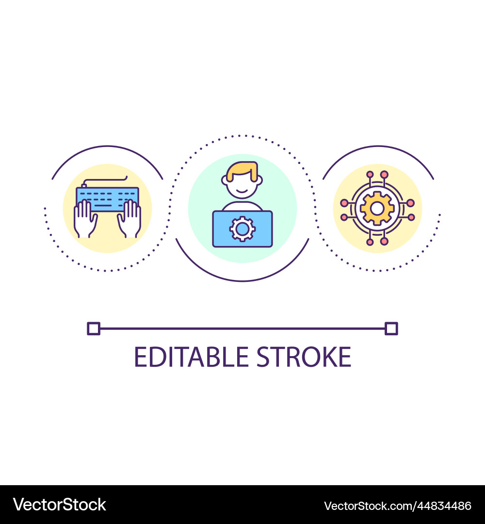 Computer worker loop concept icon Computer worker loop concept icon Vector Image