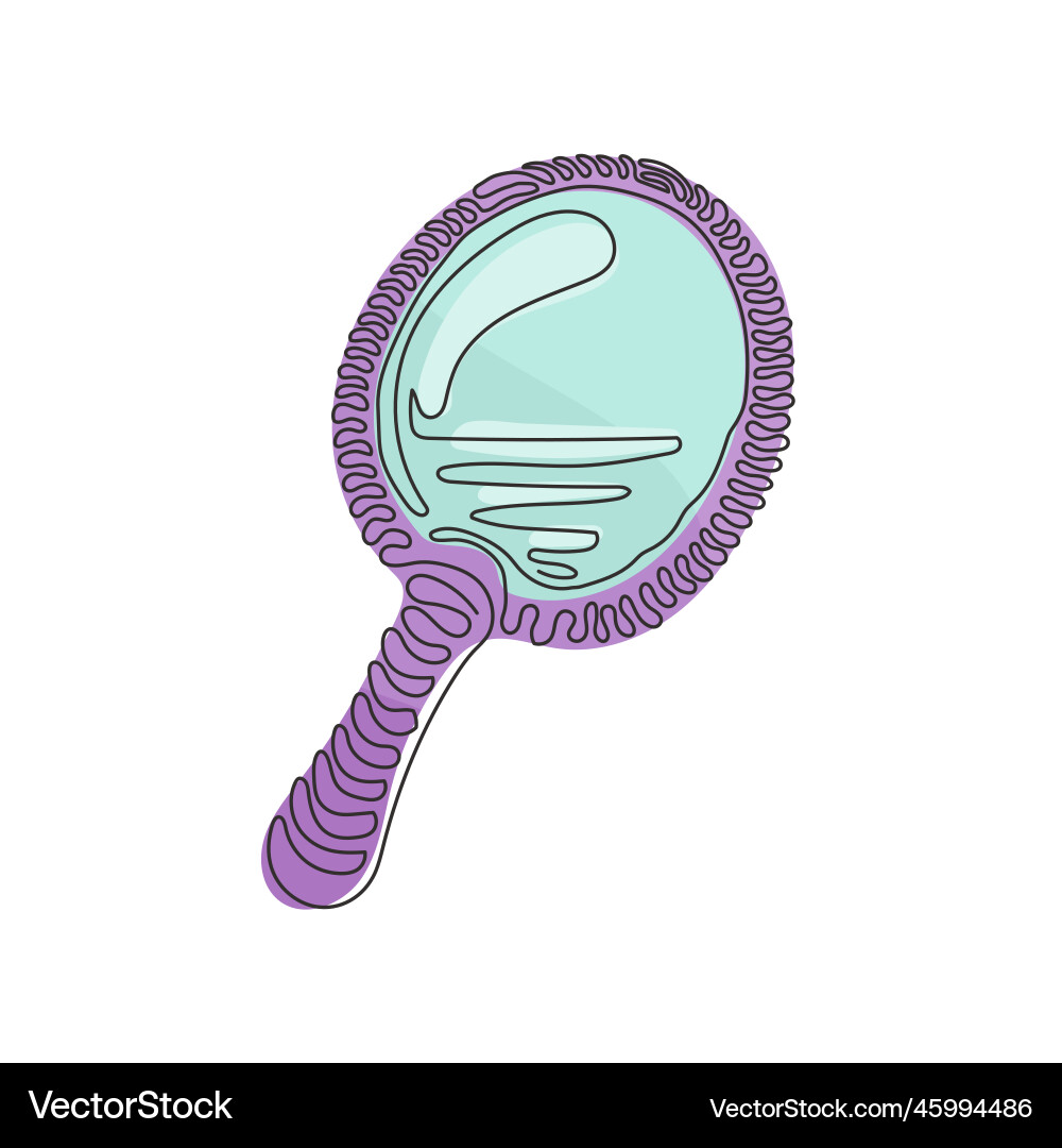 Continuous one line drawing mirror with handle Continuous one line drawing mirror with handle Vector Image