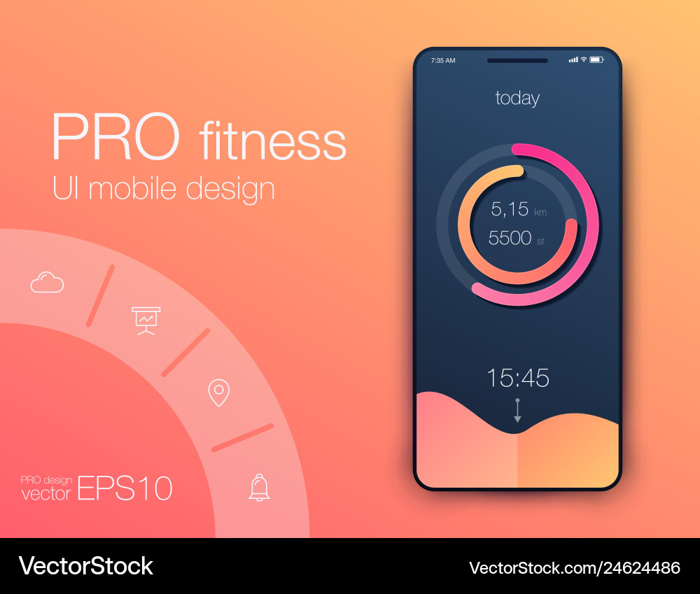 Fitness app ui ux design concept Royalty Free Vector Image