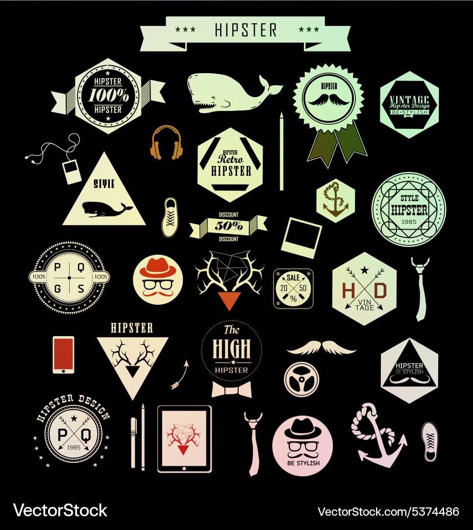 Hipster style elements icons and labels Vector Image