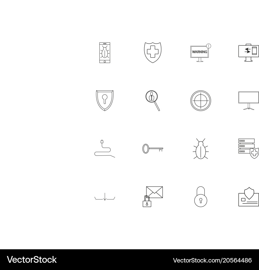 Internet security simple linear icons set vector image