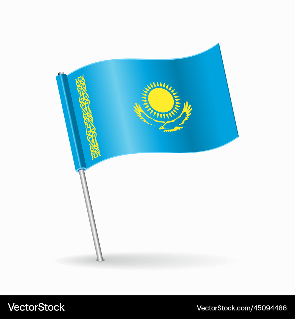 Kazakhstan Flag Map Pin Vector Image