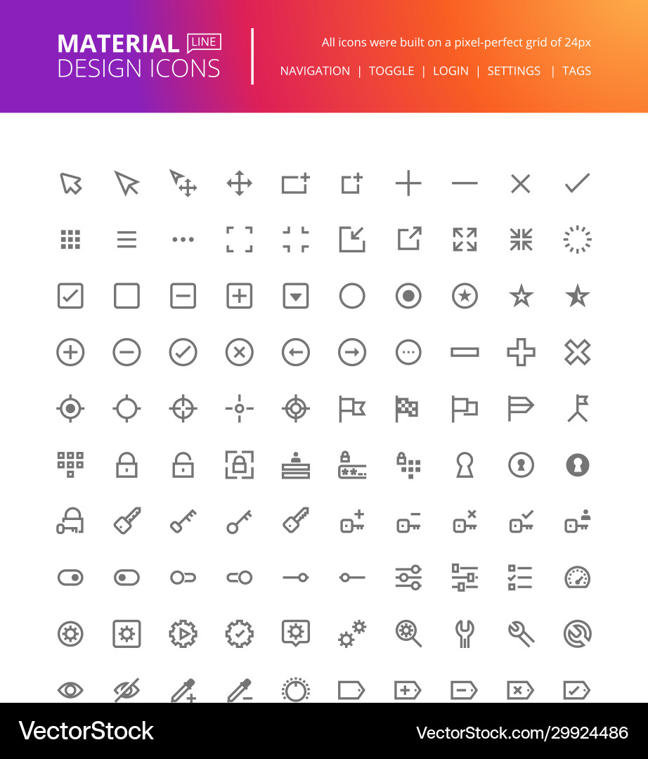 Material Icon Set - Navigation & Settings vector image
