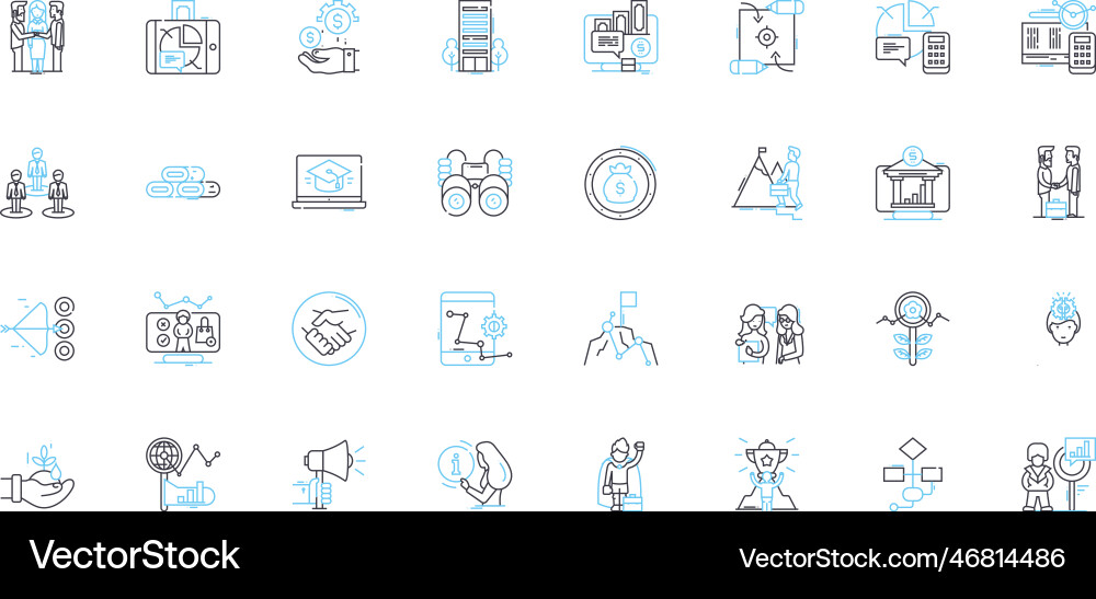 Numbers and visuals linear icons set counting Numbers and visuals linear icons set counting vector image