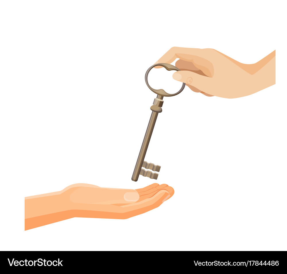 Process of passing keys from hand vector image