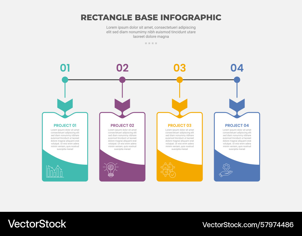 Rectangle shape infographic outline style with 4 Vector Image