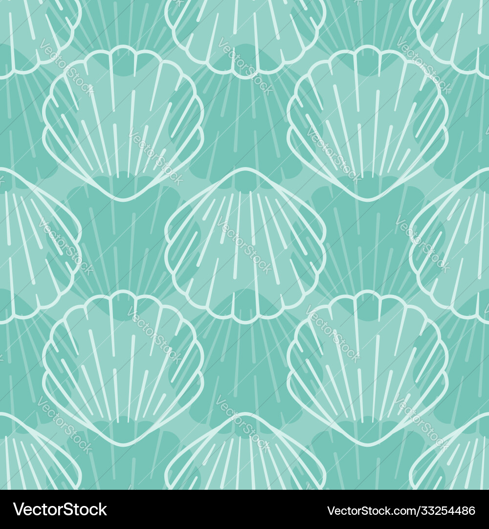 Seashell seamless pattern background vector image