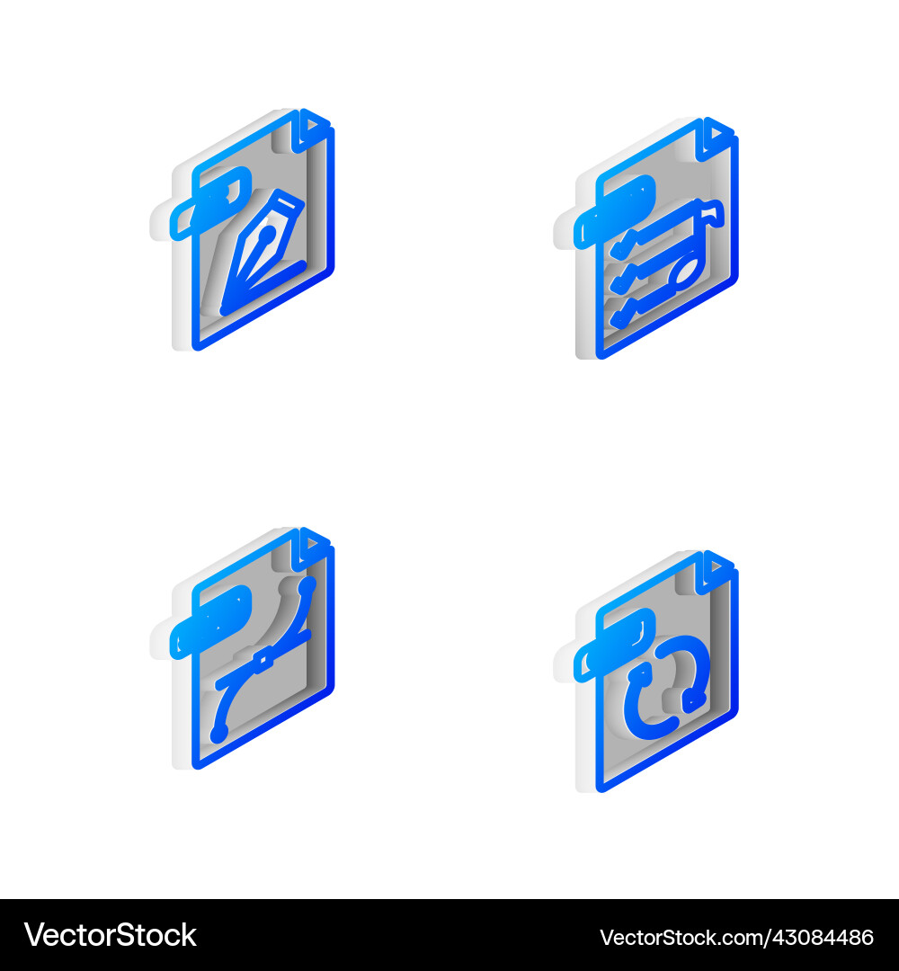 Set isometric line m3u file document ai svg Set isometric line m3u file document ai svg vector image