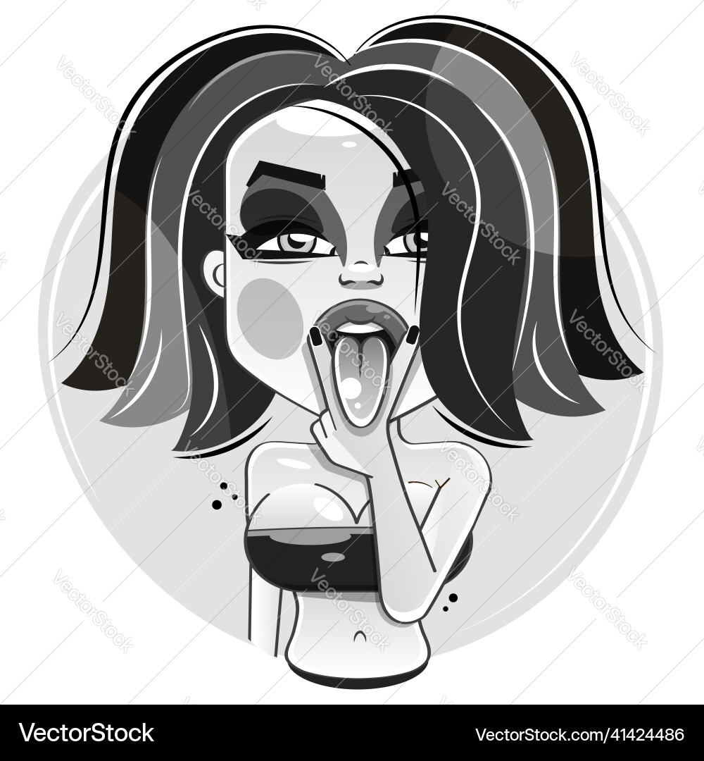 Tattoo vintage template with horned girl in spooky Tattoo vintage template with horned girl in spooky vector image