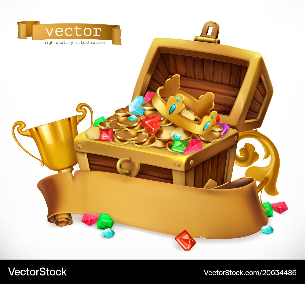 Treasure chest 3d icon Royalty Free Vector Image image.