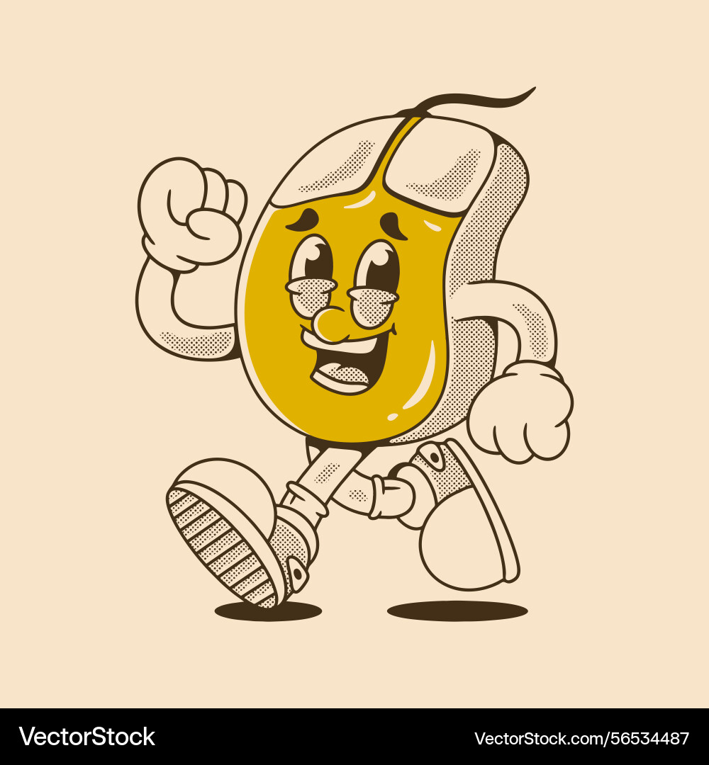 Cartoon running mouse character with fun retro Cartoon running mouse character with fun retro vector image