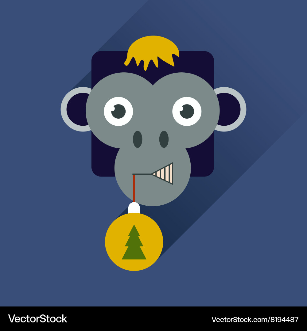 Flat web icon with long shadow monkey Vector Image
