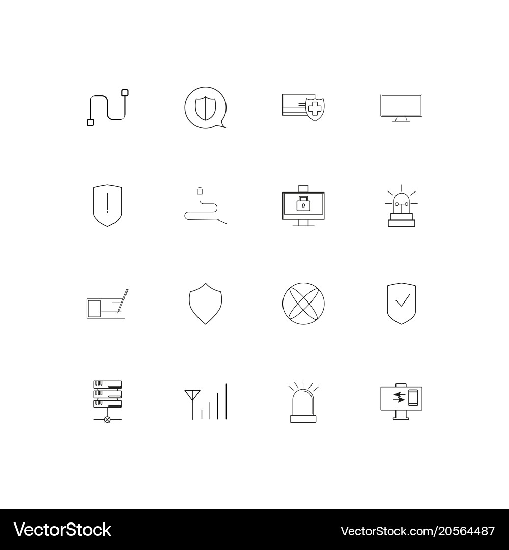 Internet security simple linear icons set vector image
