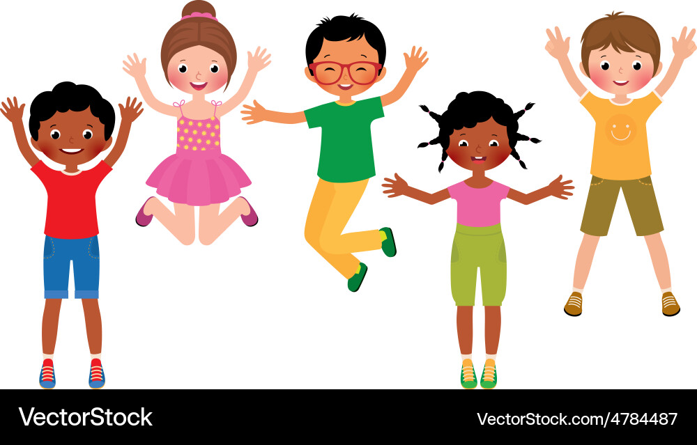 Joyful Children Jumping Royalty Free Vector Image