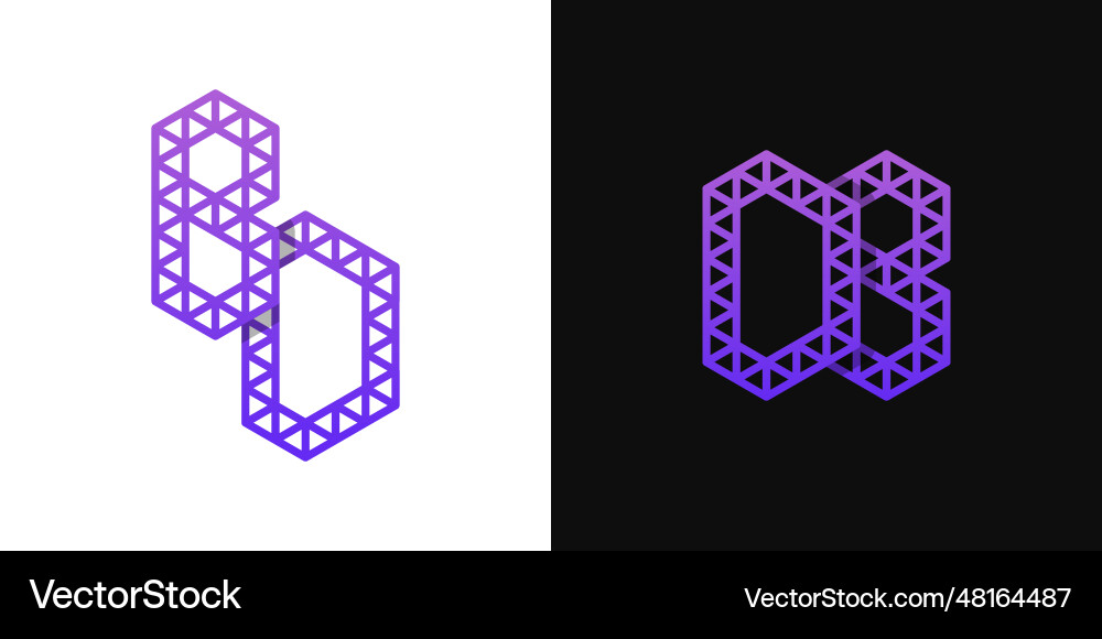 Letters bd and db polygon logo set suitable Vector Image