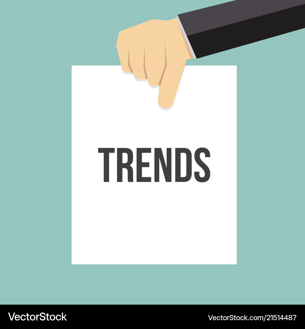 Man showing paper trends text Man showing paper trends text vector image