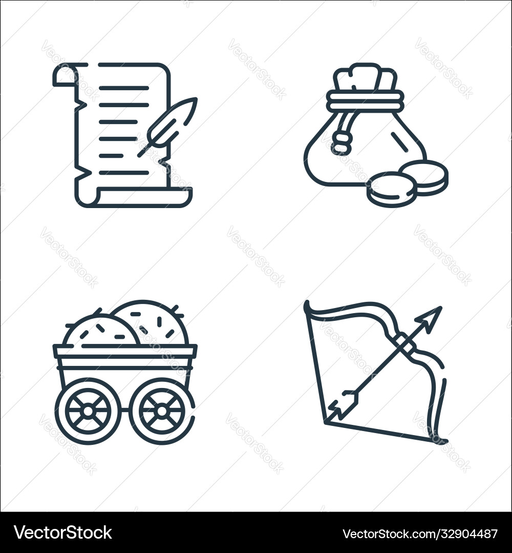 Medieval times line icons linear set quality Medieval times line icons linear set quality vector image