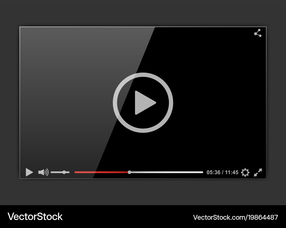 Modern video frame player interface mokup Vector Image